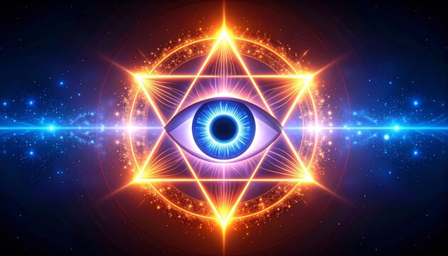 Mystical Third Eye Awakening, Geometric Triangle, Spiritual Enlightenment Icon