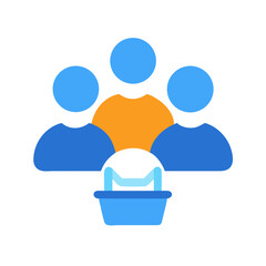 Teamwork illustration with shopping basket on a black background