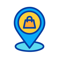 Shopping bag icon in map pin for store location