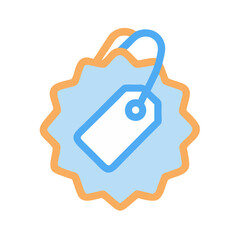 Price tag icon with starburst on black background