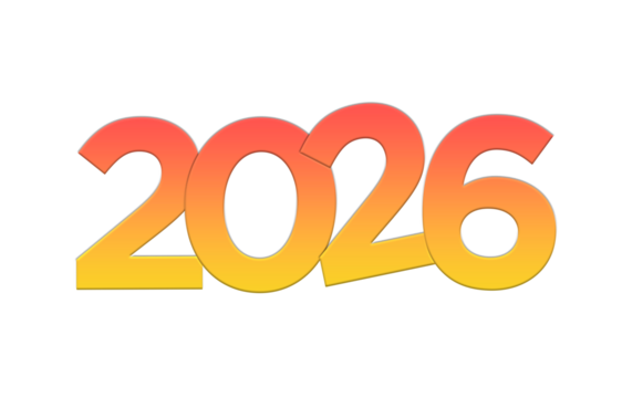 2026 Happy New Year – 3D  Numbers Isolated on Transparent  Background 2026 Number Design | Modern Typography New Year 