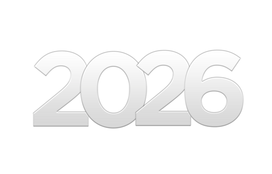 2026 Happy New Year – 3D  Numbers Isolated on Transparent  Background 2026 Number Design | Modern Typography New Year 