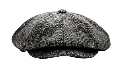 Gray herringbone newsboy cap