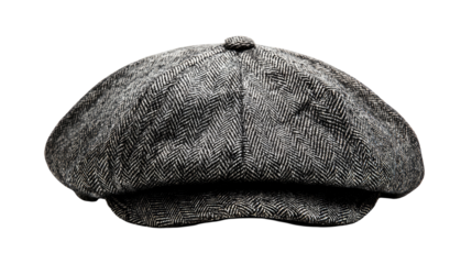 Gray herringbone newsboy cap