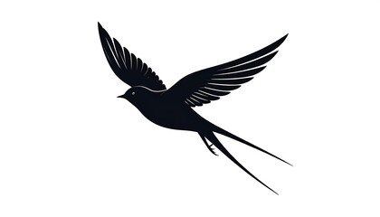 Obraz premium Black silhouette of a bird in flight