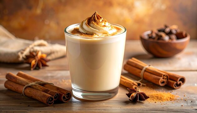 Spiced autumn drink in glass