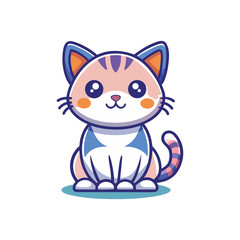 Obraz premium Cute Cartoon Cat Icon Vector Illustration