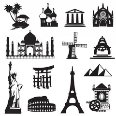 Fototapeta premium Global Landmark Icons.eps