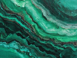 Naklejka premium Emerald Green Abstract Art Texture with Golden Veins Background