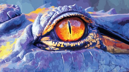 Close-up of a vibrant, stylized crocodile eye