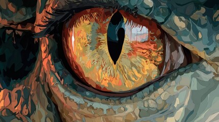 Close-up vibrant eye, reptile-like