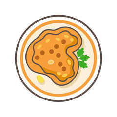 Top view of chicken nugget meal on plate art