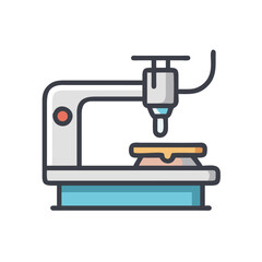 Stylized icon of a 3D printer with material