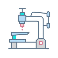 Industrial 3D Printer with Pale Blue and Pink Accents