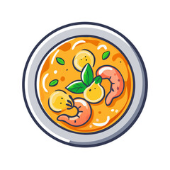 Colorful Shrimp and Dumpling Soup Bowl Digital Art