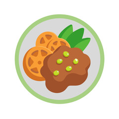 Whimsical food plate flat illustration style vector design