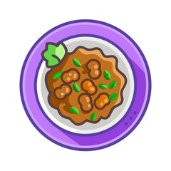 Stylized illustration of stewed beans served on a plate