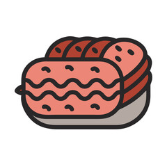 Stylized sushi nigiri illustration in flat design with bold outline