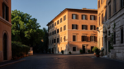 Fototapeta premium stunning architecture of rome illuminated by soft morning light creates enchanting atmosphere