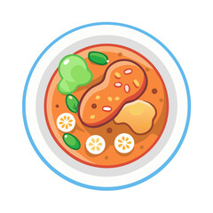 Vibrant cartoon illustration of a bowl of delicious soup