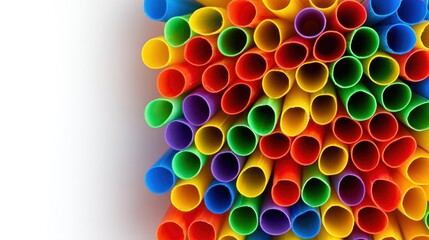 Colorful plastic drinking straws densely packed