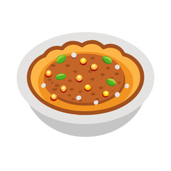 Bowl of colorful soup cartoon vector illustration isolated design