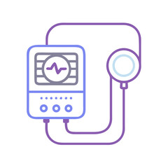 Minimalist illustration of a heart monitor with electrode pads