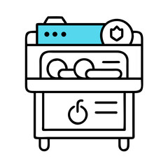 Simple cyan dialog box with three dots on black