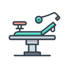 Stylized medical exam table illustration on black background