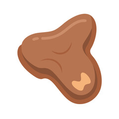 Stylized brown meat cut flat illustration on black backdrop