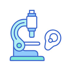 Microscope with cell vector illustration on black background