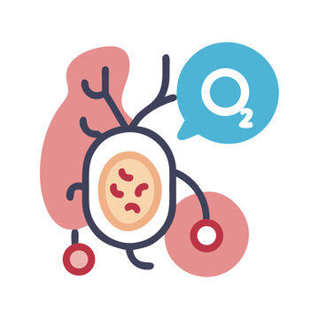 Flat vector illustration of cell oxygen exchange process
