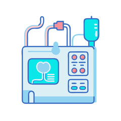 Isolated dialysis machine icon, medical device for kidney failure