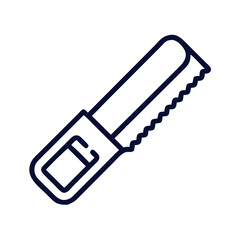 A minimalist outline style illustration of a hand saw