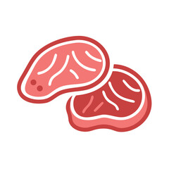 Two cartoon steaks isolated on black background illustration