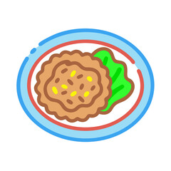 Stylized chicken cutlet with lettuce on a plate image