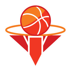 Fototapeta premium Vector illustration of a basketball flying into the basket isolated design competition sports artwork 