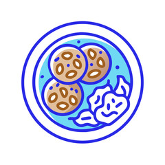 Stylish icon of cookies and walnuts on a plate