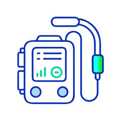 Simple blue recorder icon with microphone on black background