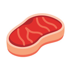 Isometric illustration of a raw steak on black background