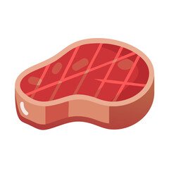 Cartoon steak icon on black background with grill marks