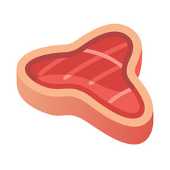 Isometric t-bone steak illustration on a black background