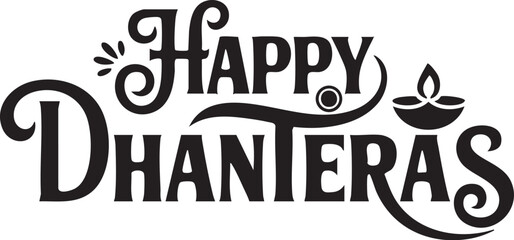 Happy Dhanteras Typography Design Elegant Festive Lettering