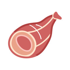 Stylized ham shank cut on black background design element