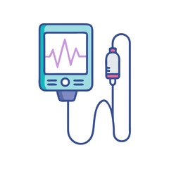 Heart rate monitor with IV drip against black background