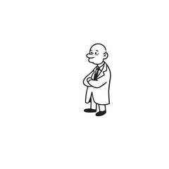 Old person in formal suit black and white vector illustration portrait elegant classic digital artwork