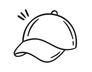 Sport cap doodle hand drawn icon. Outline drawing cap line clipart symbol
