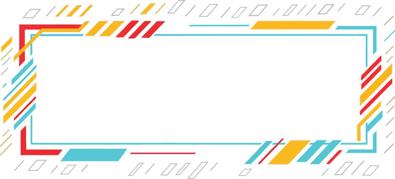 Modern futuristic frame with digital elements and vibrant geometric accents