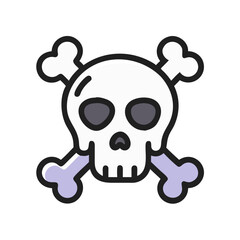 Simple skull and crossbones icon on black background vector