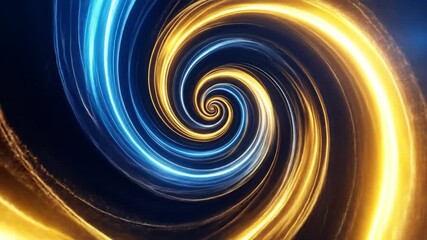 Abstract spiraling light trails of blue and yellow energy - Powered by Adobe
